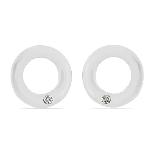 BUY STERLING SILVER NATURAL WHITE DIAMOND DOUBLE CUT GEMSTONE EARRINGS